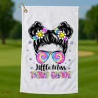 Groovy Messy Bun Third Grade Back To School Golf Towel thumb 1