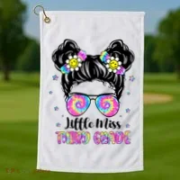 Groovy Messy Bun Third Grade Back To School Golf Towel thumb 1