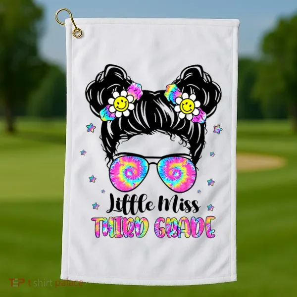 Groovy Messy Bun Third Grade Back To School Golf Towel