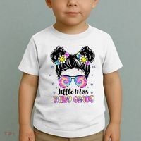 Groovy Messy Bun Third Grade Back To School Toddler T-Shirt thumb 2