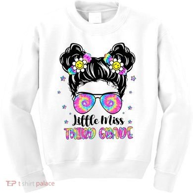 Groovy Messy Bun Third Grade Back To School Kids Sweatshirt