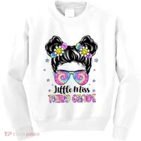 Groovy Messy Bun Third Grade Back To School Kids Sweatshirt thumb 0