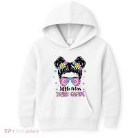 Groovy Messy Bun Third Grade Back To School Kids Hoodie thumb 0