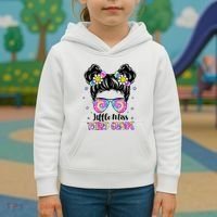Groovy Messy Bun Third Grade Back To School Kids Hoodie thumb 3