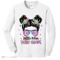 Groovy Messy Bun Third Grade Back To School Kids Long Sleeve Shirt thumb 0