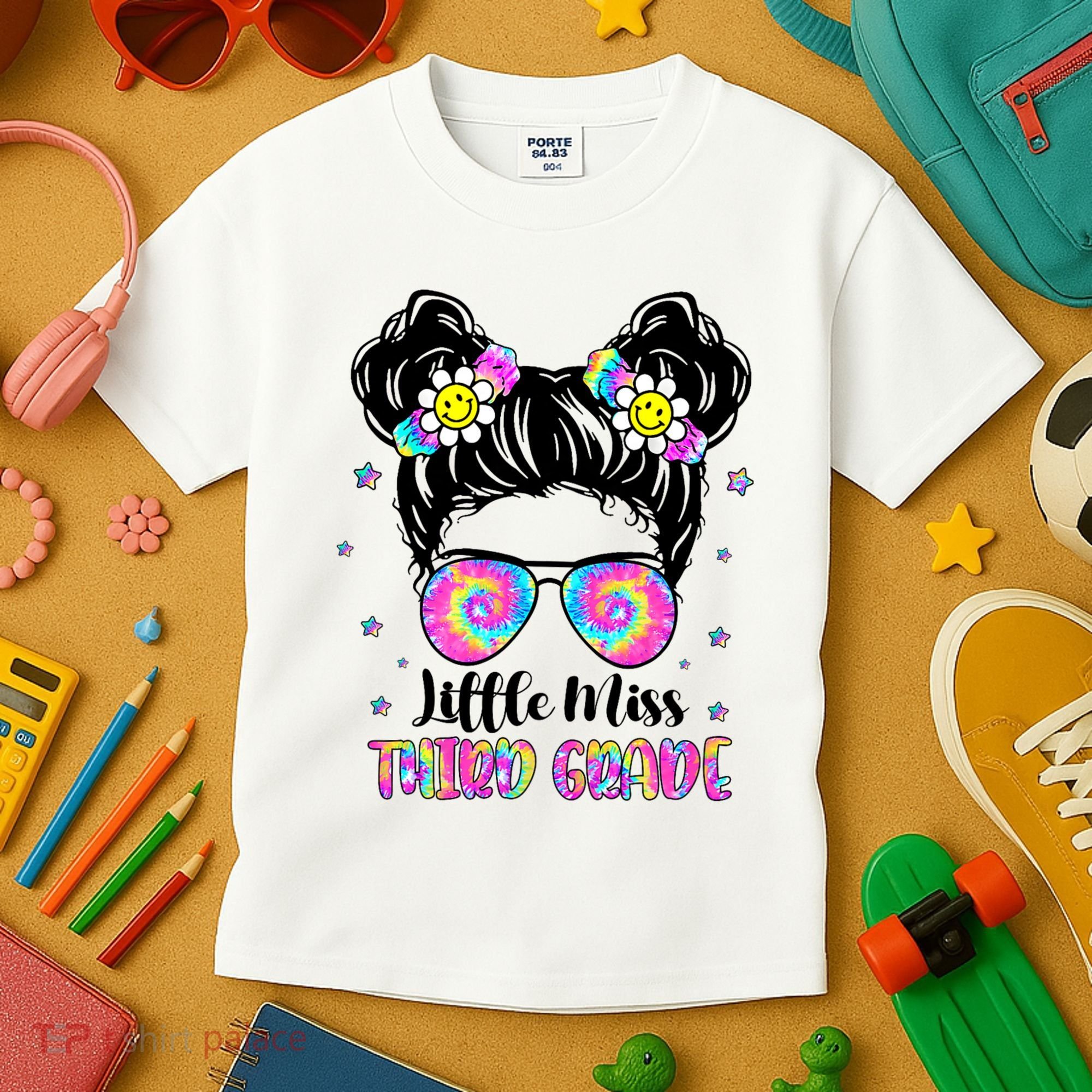 Groovy Messy Bun Third Grade Back To School Kids T-Shirt