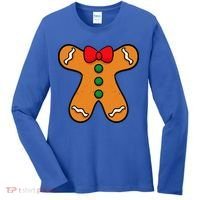 Gingerbread Man Body Costume For Halloween Or Christmas Women's Long Sleeve Shirt thumb 0