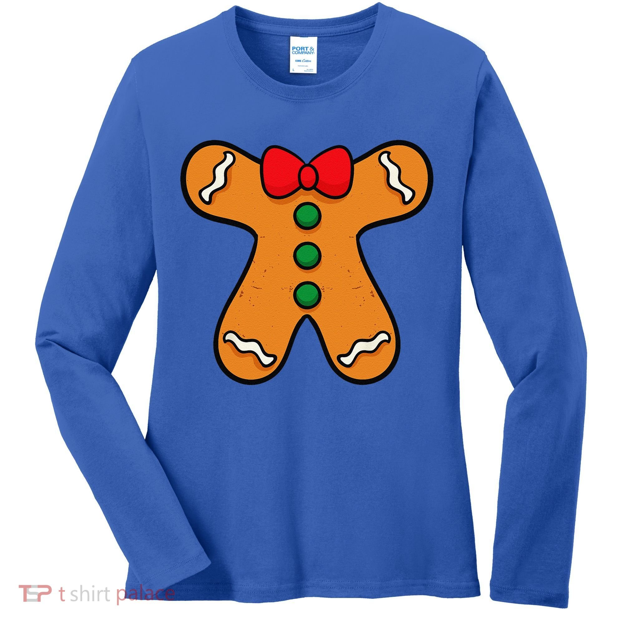 Gingerbread Man Body Costume For Halloween Or Christmas Women's Long Sleeve Shirt