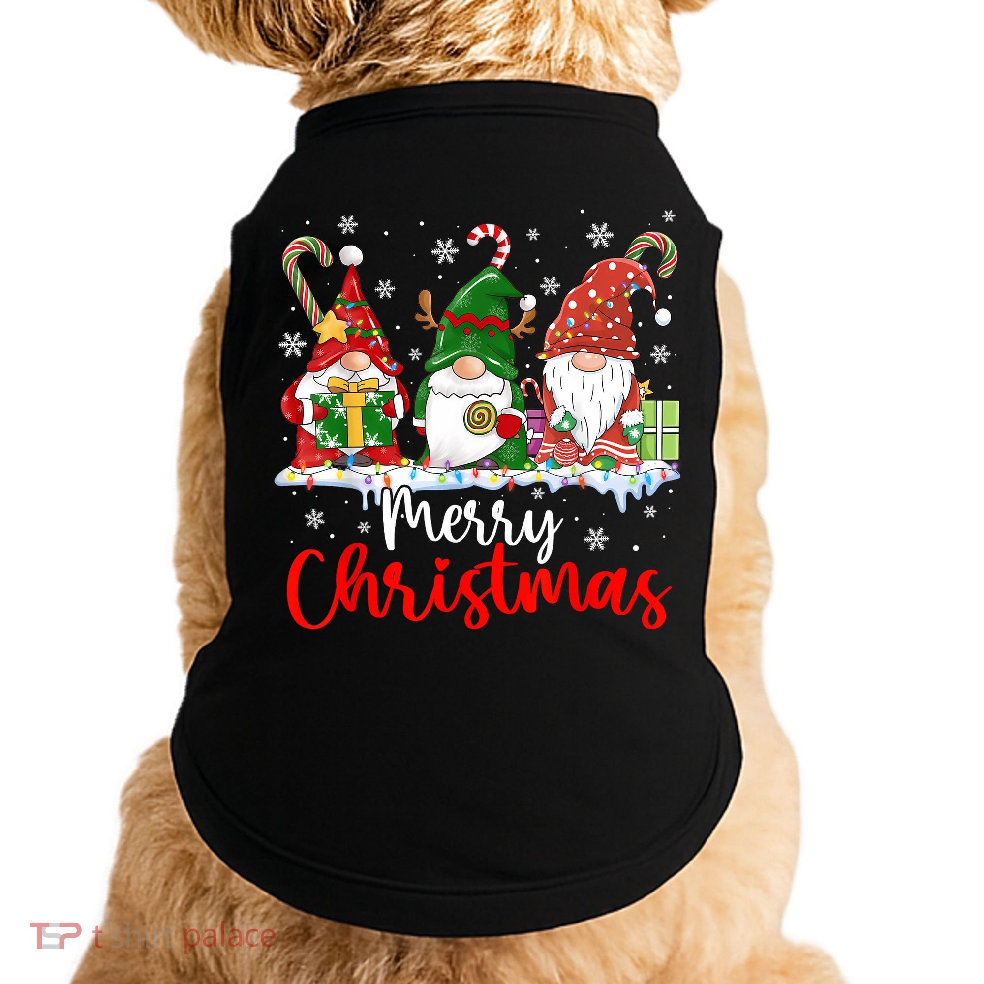 Gnomes Merry Christmas Light Family Gnome Xmas Doggie Tank