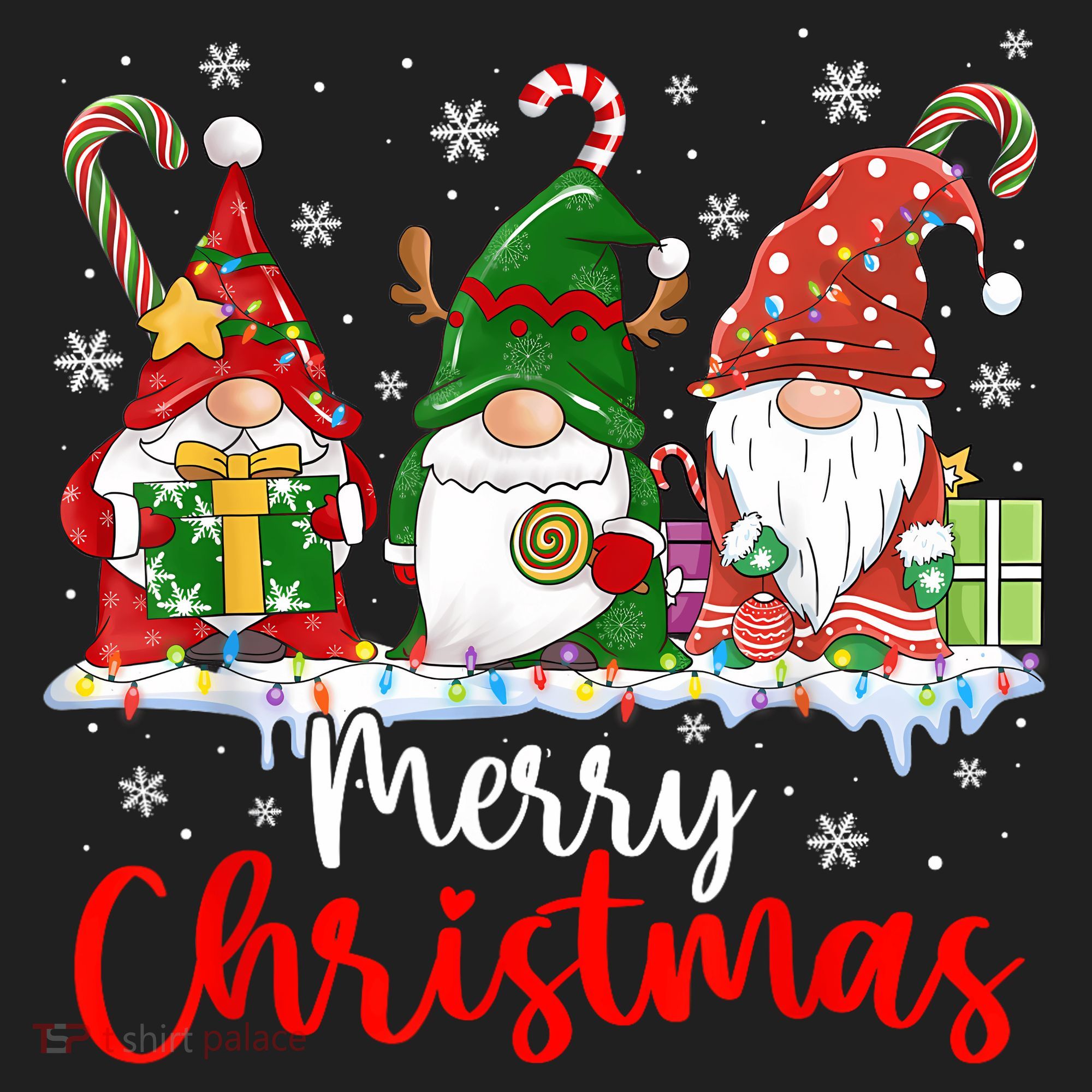 Gnomes Merry Christmas Light Family Gnome Xmas Beanie