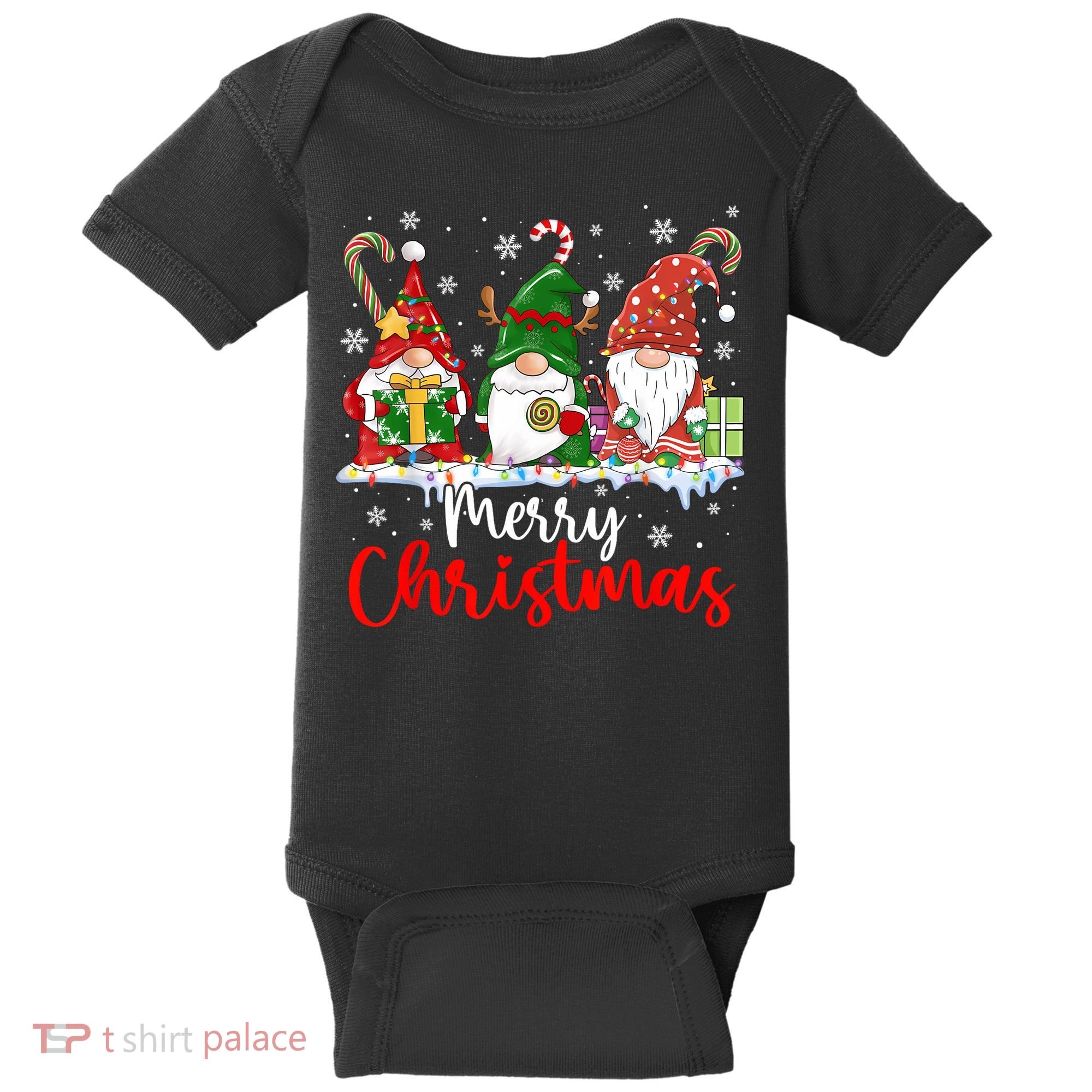 Gnomes Merry Christmas Light Family Gnome Xmas Baby Bodysuit