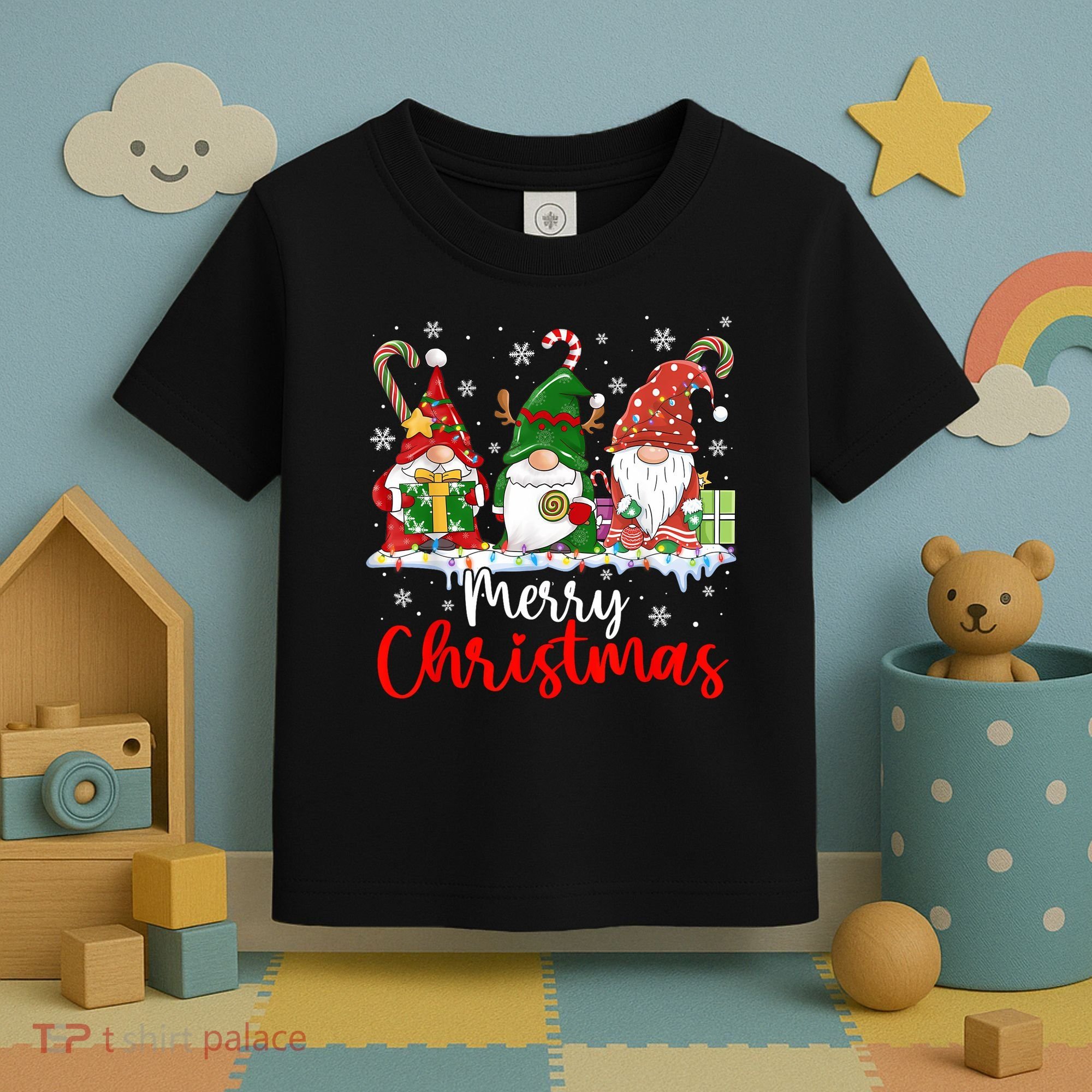 Gnomes Merry Christmas Light Family Gnome Xmas Toddler T-Shirt