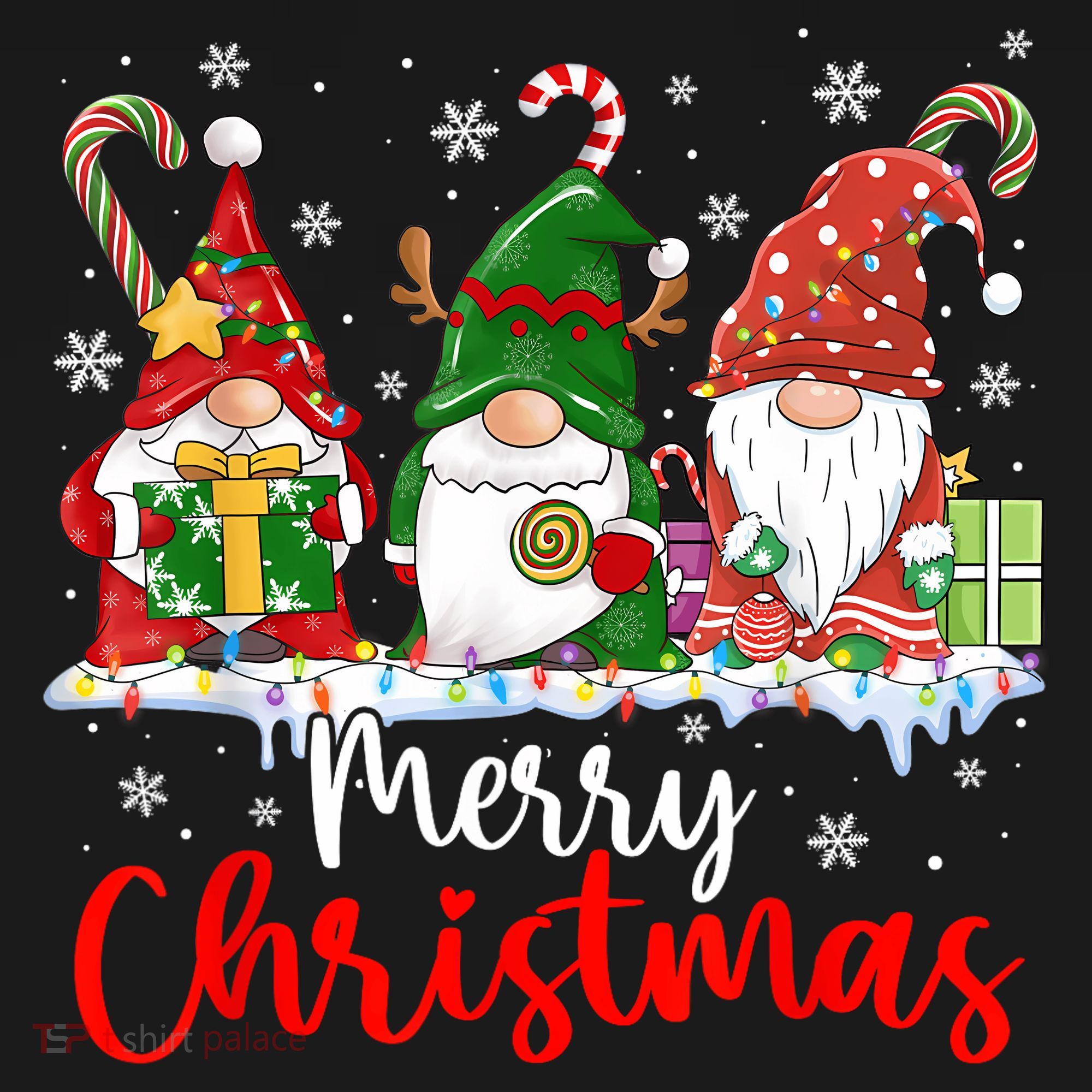Gnomes Merry Christmas Light Family Gnome Xmas Women's Long Sleeve Shirt