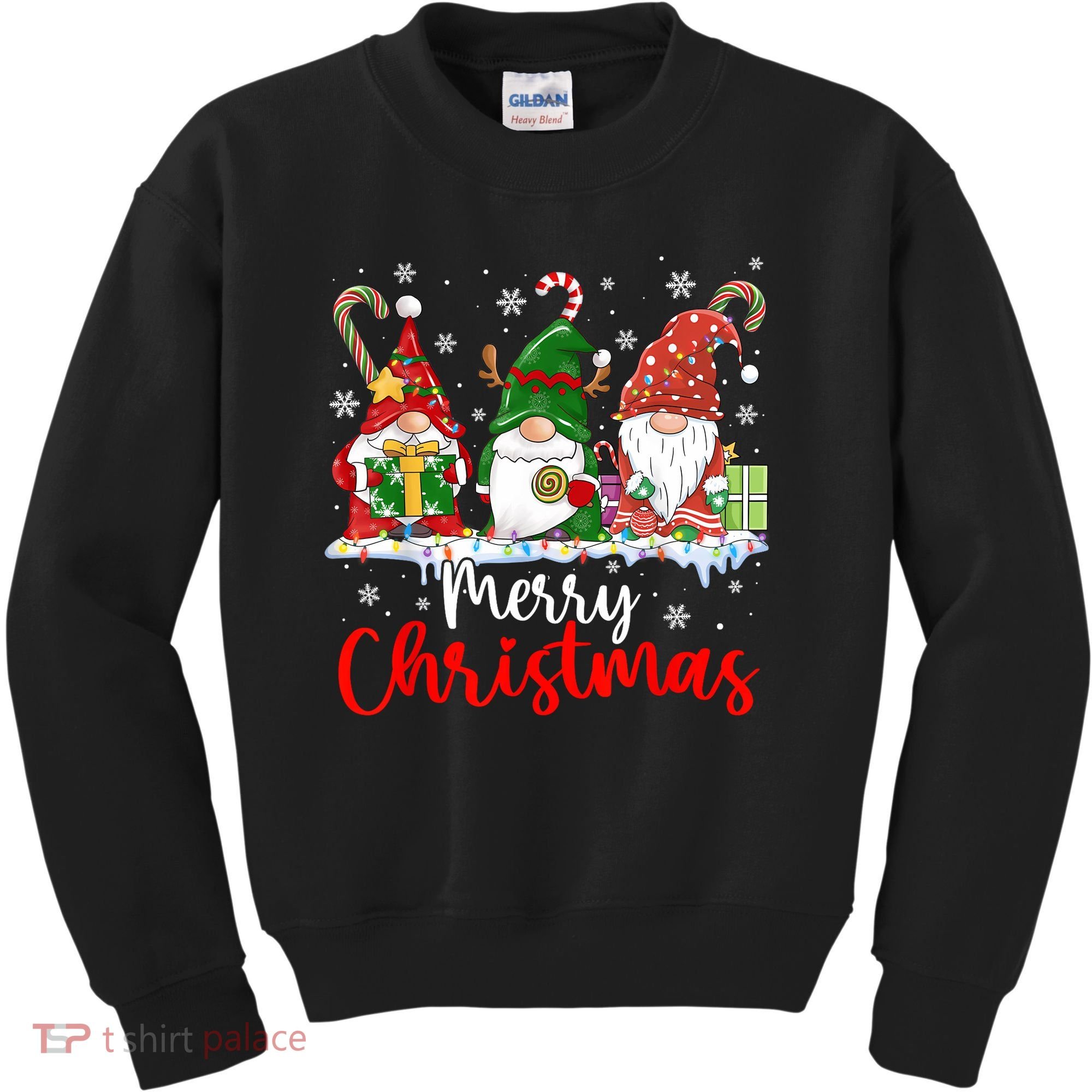 Gnomes Merry Christmas Light Family Gnome Xmas Kids Sweatshirt