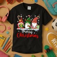 Gnomes Merry Christmas Light Family Gnome Xmas Kids T-Shirt thumb 3
