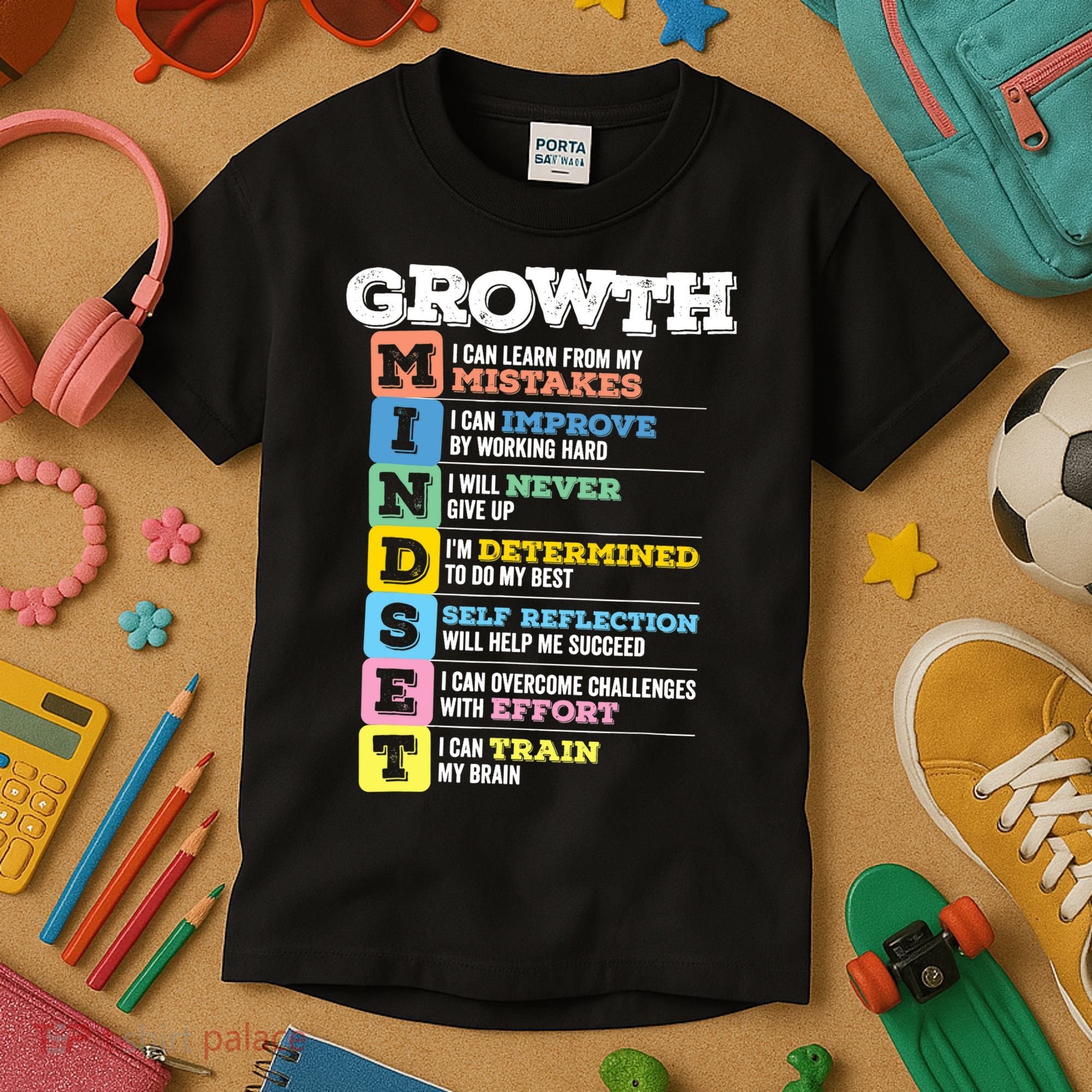 Growth Mindset Classroom Brain Motivation Entrepreneur Kids T-Shirt