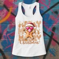 Gingerbread Merry Christmas Cute And Funny Women's Tank Top thumb 3