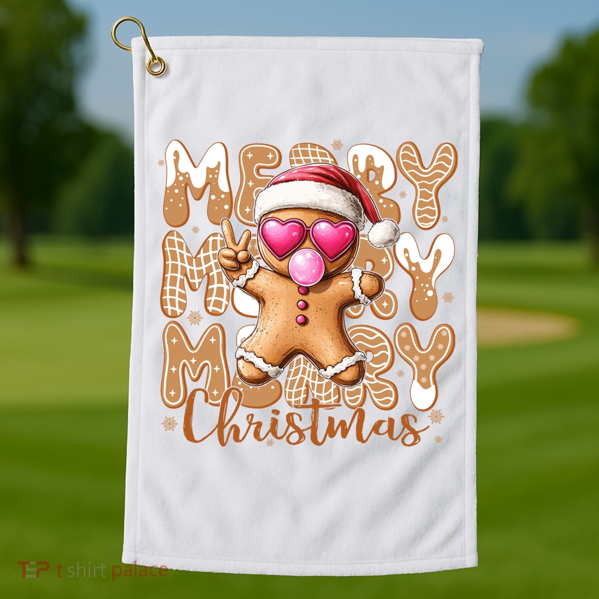 Gingerbread Merry Christmas Cute And Funny Golf Towel
