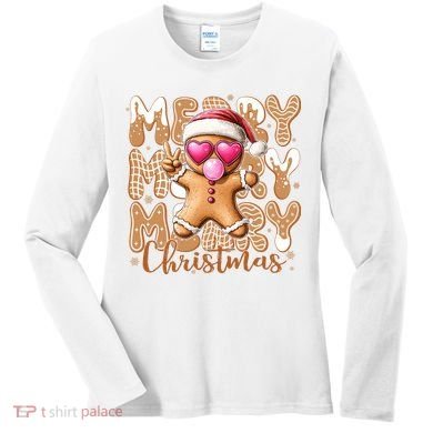 Gingerbread Merry Christmas Cute And Funny Women's Long Sleeve Shirt