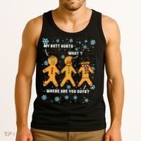 Gingerbread Man Cookie My Butt Hurts Funny Christmas Tank Top thumb 3