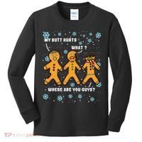 Gingerbread Man Cookie My Butt Hurts Funny Christmas Kids Long Sleeve Shirt thumb 0