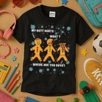 Gingerbread Man Cookie My Butt Hurts Funny Christmas Kids T-Shirt thumb 3