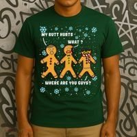 Gingerbread Man Cookie My Butt Hurts Funny Christmas T-Shirt thumb 3