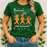 Gingerbread Man Cookie My Butt Hurts Funny Christmas Women's T-Shirt thumb 2