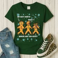 Gingerbread Man Cookie My Butt Hurts Funny Christmas Women's T-Shirt thumb 3