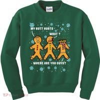 Gingerbread Man Cookie My Butt Hurts Funny Christmas Kids Sweatshirt thumb 0