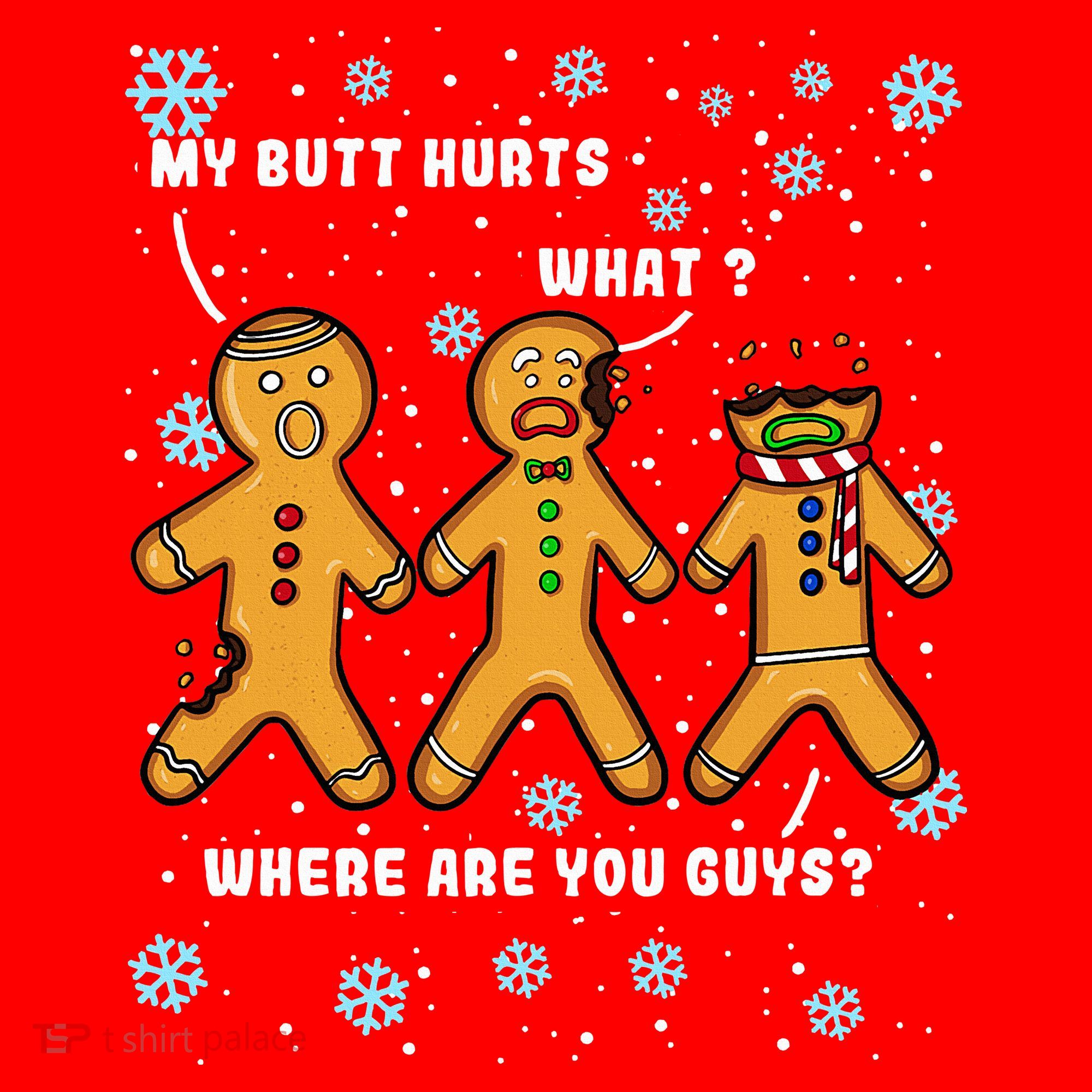 Gingerbread Man Cookie My Butt Hurts Funny Christmas Santa Hat