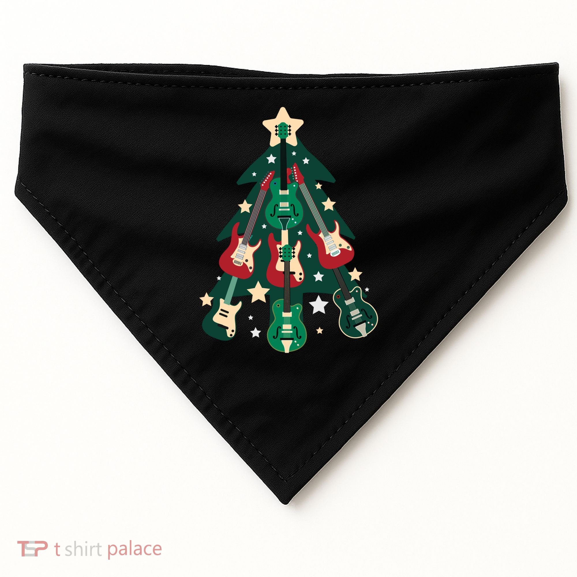 Guitarists Musician Christmas Electric Guitar Xmas Tree Gift USA-Made Doggie Bandana