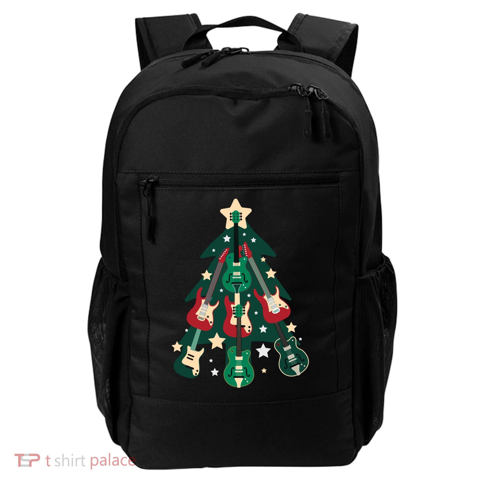 Guitarists Musician Christmas Electric Guitar Xmas Tree Gift Backpack