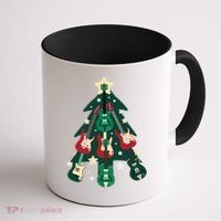Guitarists Musician Christmas Electric Guitar Xmas Tree Gift Coffee Mug thumb 1