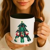 Guitarists Musician Christmas Electric Guitar Xmas Tree Gift Coffee Mug thumb 3