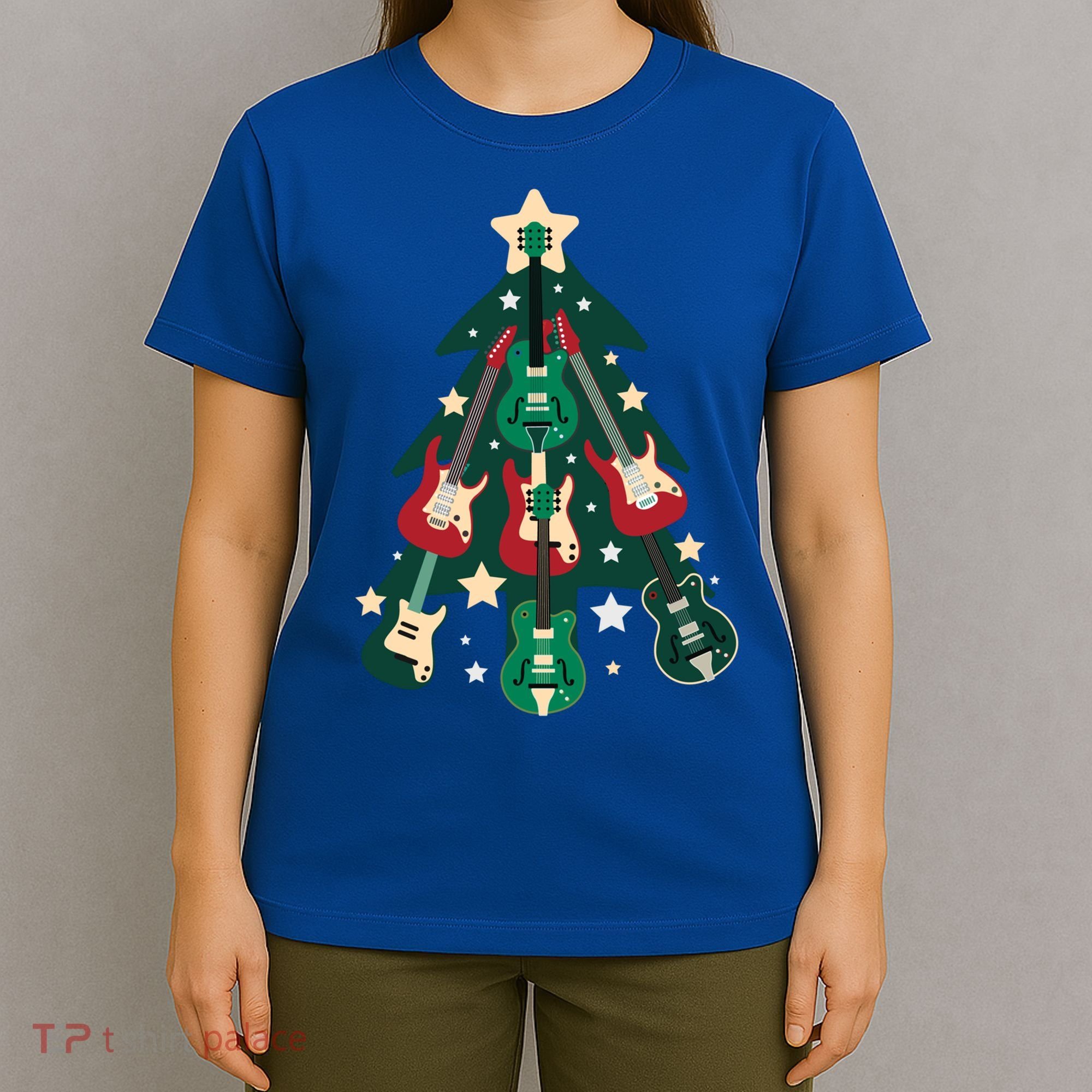 Guitarists Musician Christmas Electric Guitar Xmas Tree Gift T-Shirt