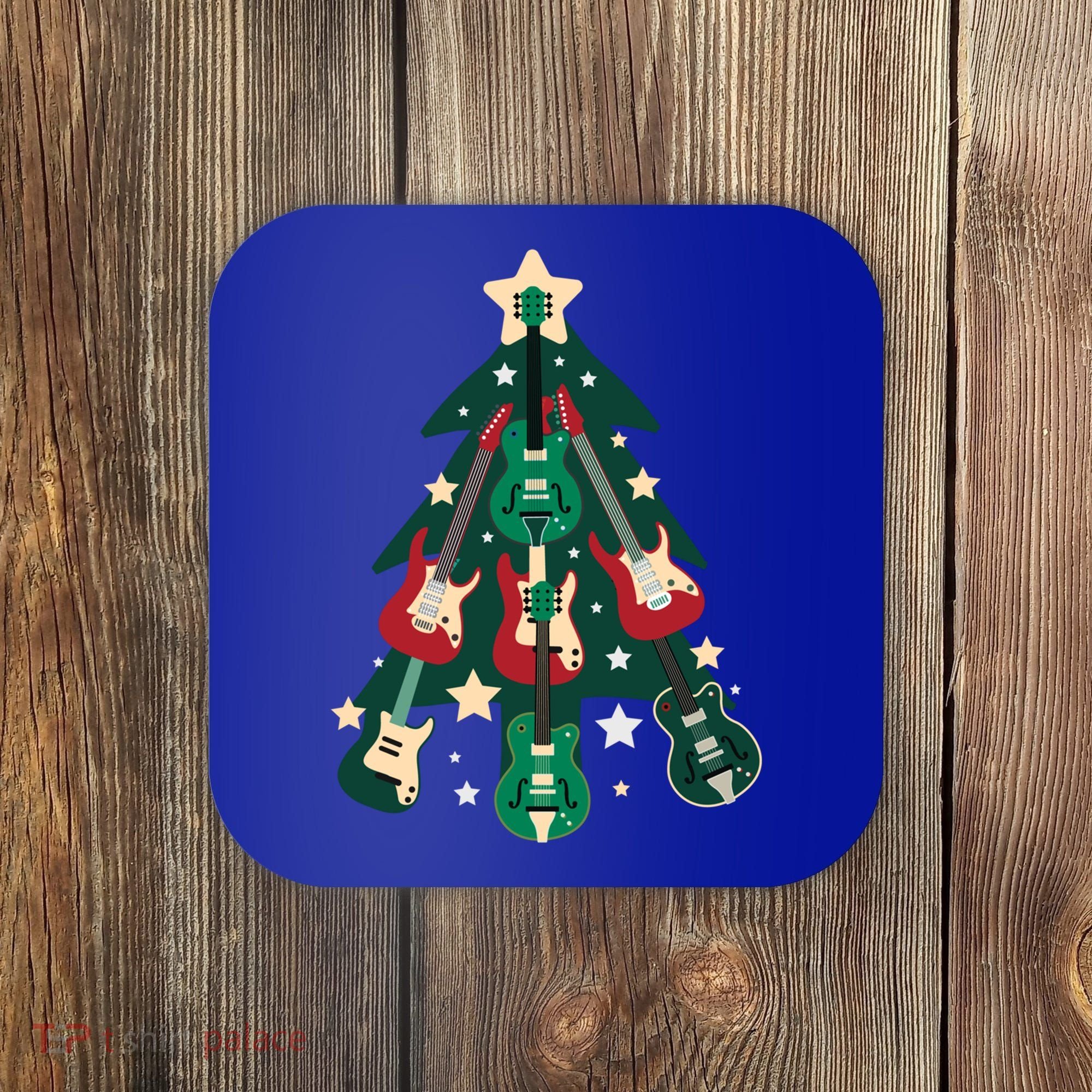 Guitarists Musician Christmas Electric Guitar Xmas Tree Gift Coaster