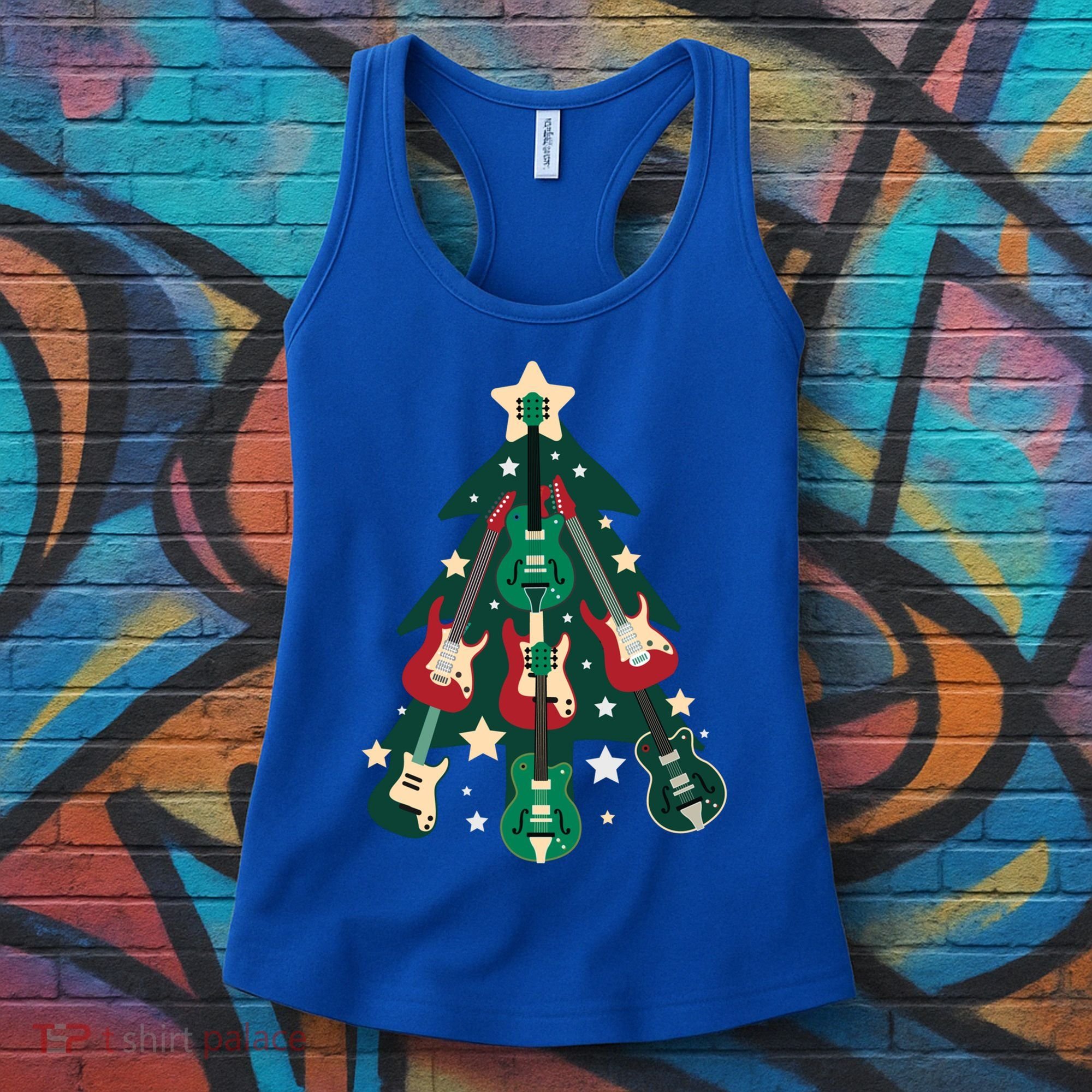 Guitarists Musician Christmas Electric Guitar Xmas Tree Gift Women's Tank Top