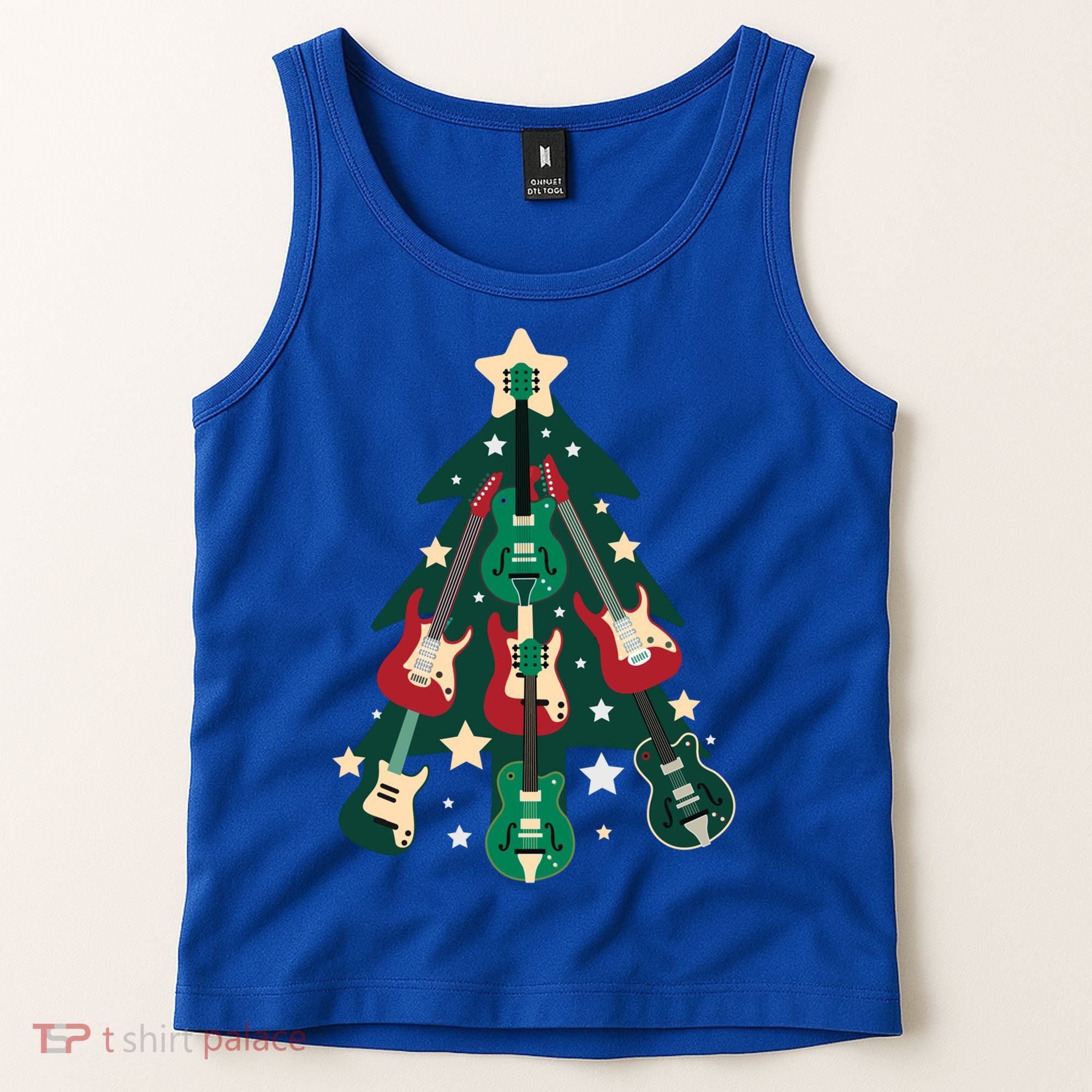 Guitarists Musician Christmas Electric Guitar Xmas Tree Gift Tank Top