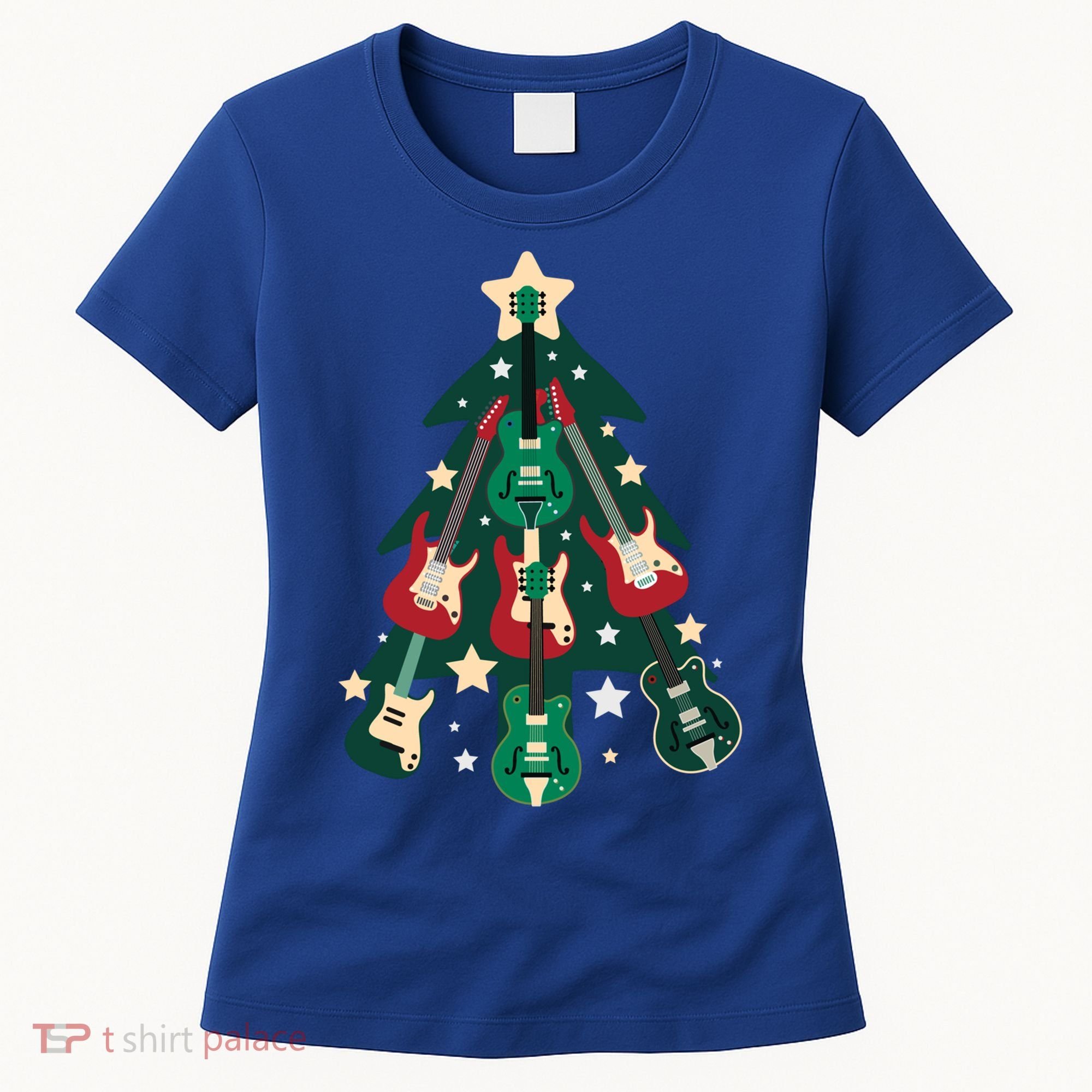 Guitarists Musician Christmas Electric Guitar Xmas Tree Gift Women's T-Shirt