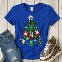 Guitarists Musician Christmas Electric Guitar Xmas Tree Gift Women's T-Shirt thumb 3