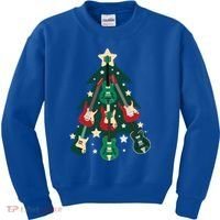Guitarists Musician Christmas Electric Guitar Xmas Tree Gift Kids Sweatshirt thumb 0