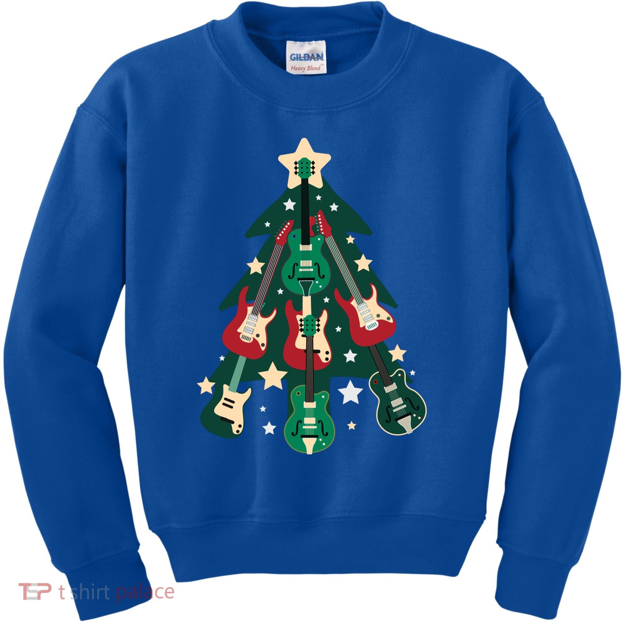 Guitarists Musician Christmas Electric Guitar Xmas Tree Gift Kids Sweatshirt