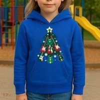 Guitarists Musician Christmas Electric Guitar Xmas Tree Gift Kids Hoodie thumb 3