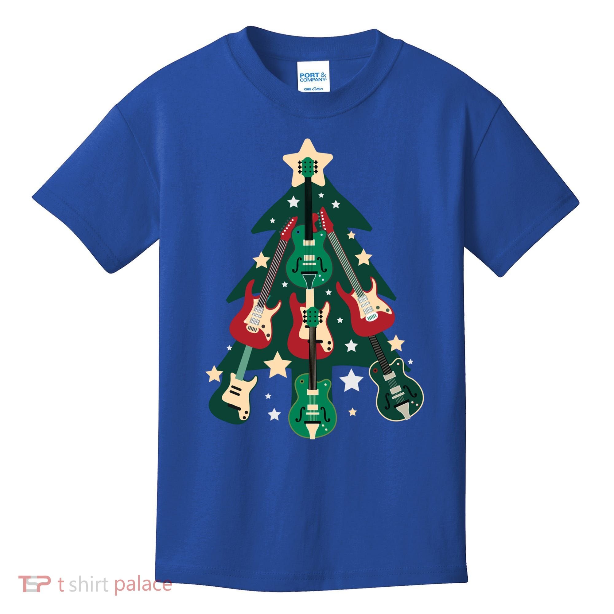 Guitarists Musician Christmas Electric Guitar Xmas Tree Gift Kids T-Shirt
