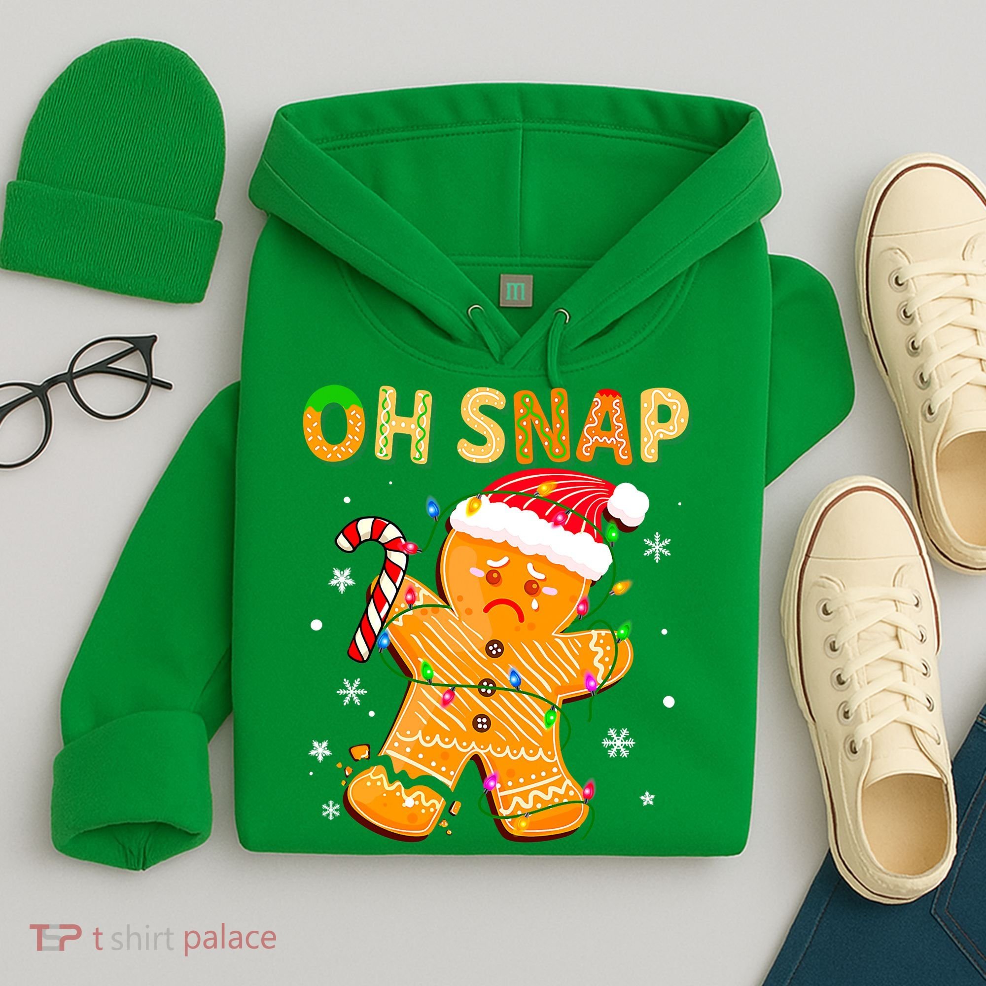 Gingerbread Man Cookie Xmas Oh Snap Funny Cute Christmas Hoodie