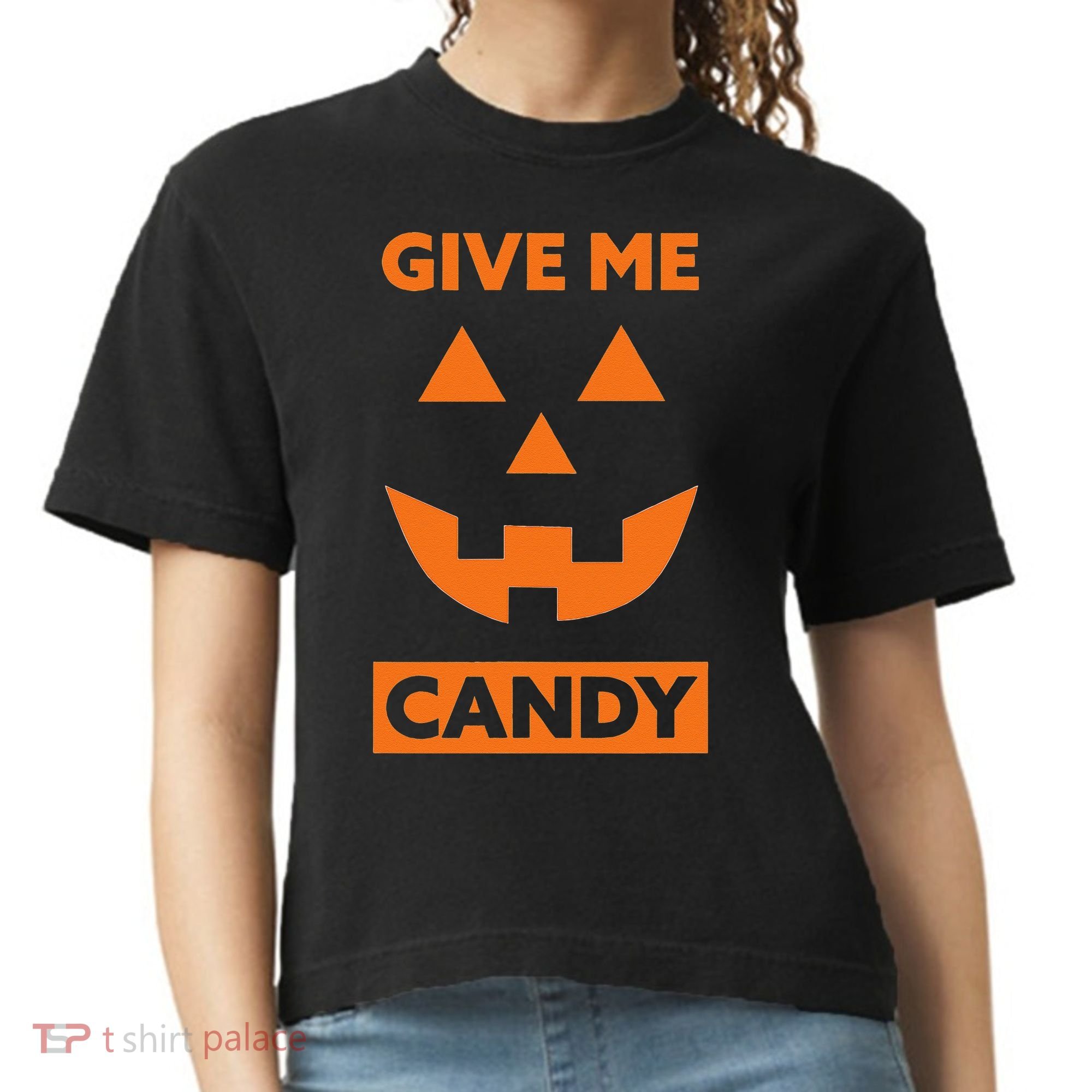 Give Me Candy Jack O Lantern Pumpkin Halloween Comfort Colors Boxy T-Shirt