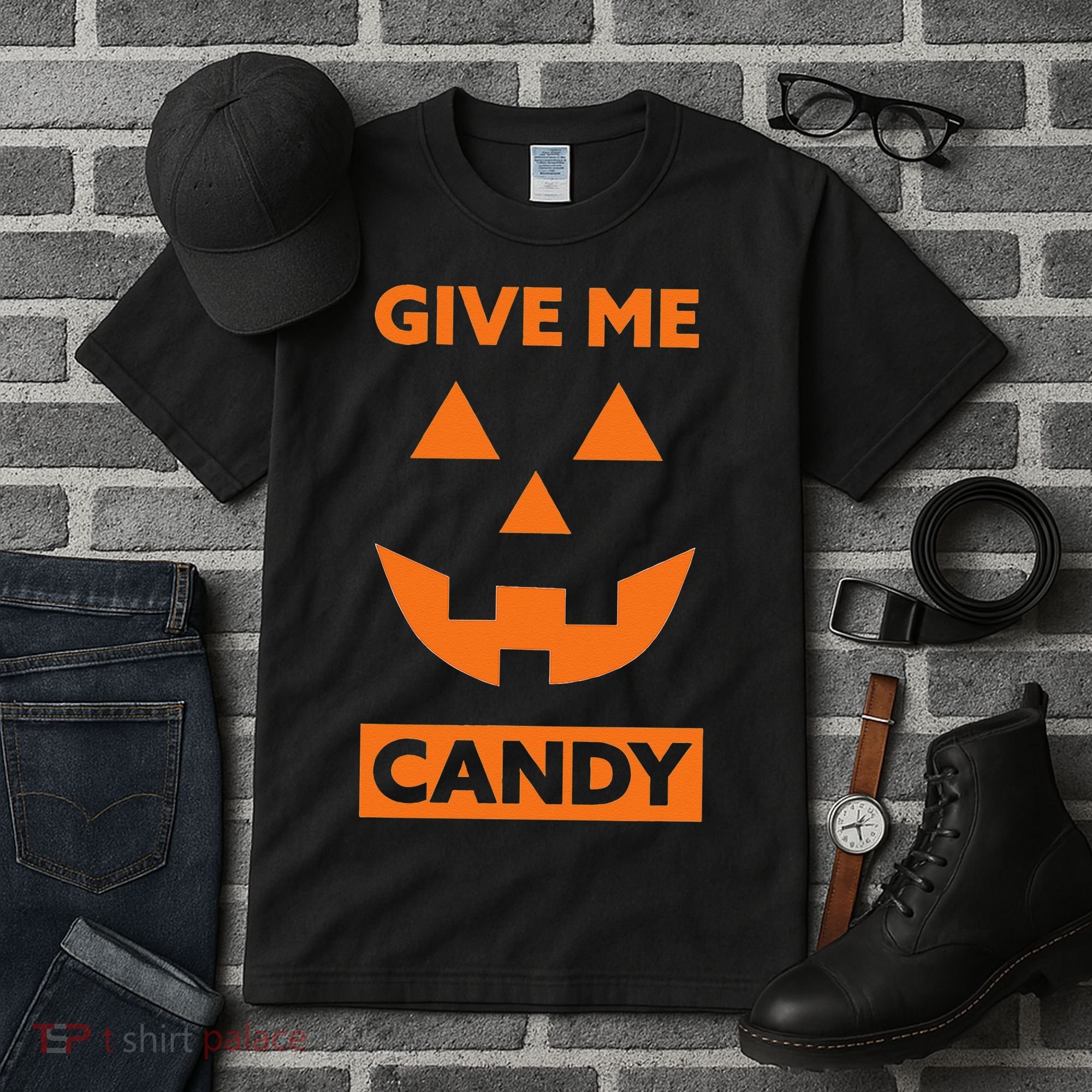 Give Me Candy Jack O Lantern Pumpkin Halloween Tall T-Shirt