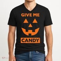 Give Me Candy Jack O Lantern Pumpkin Halloween V-Neck T-Shirt thumb 2
