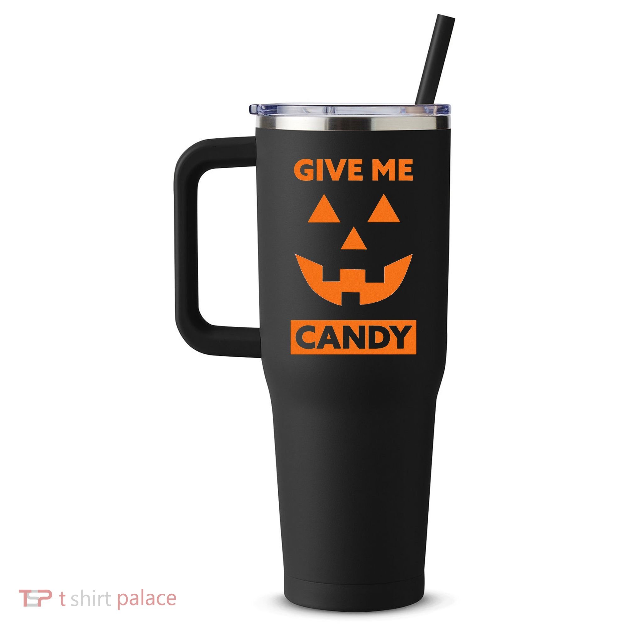Give Me Candy Jack O Lantern Pumpkin Halloween 40oz Vacuum Insulated Stainless Steel Travel Tumbler
